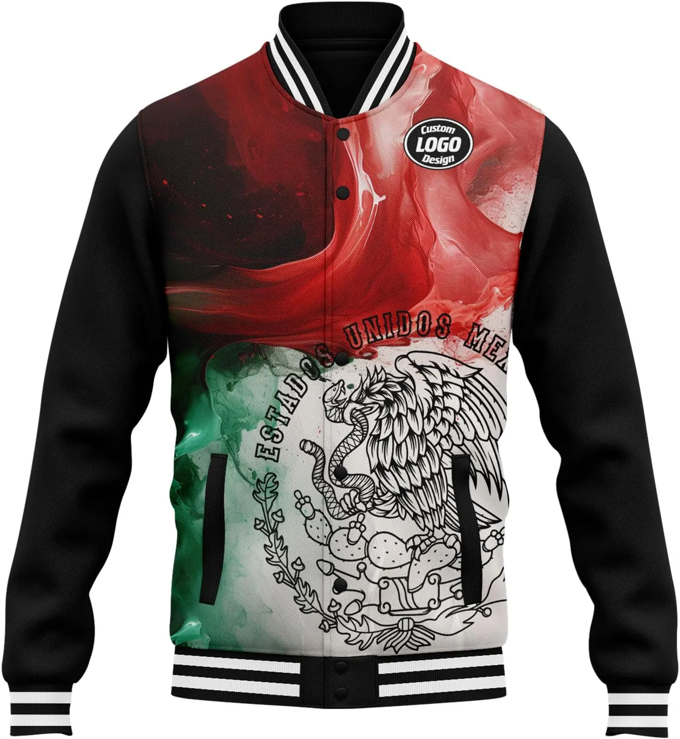 Mexico Flag Custom Varsity Jacket Vintage Baseball Bomber Jackets Streetwear Coats