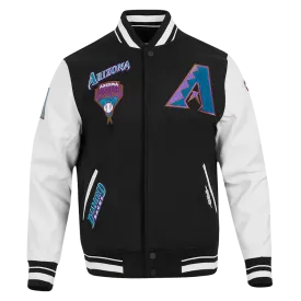MLB ARIZONA DIAMONDBACKS RETRO CLASSIC MEN'S RIP WOOL VARSITY JACKET (BLACK/WHITE)