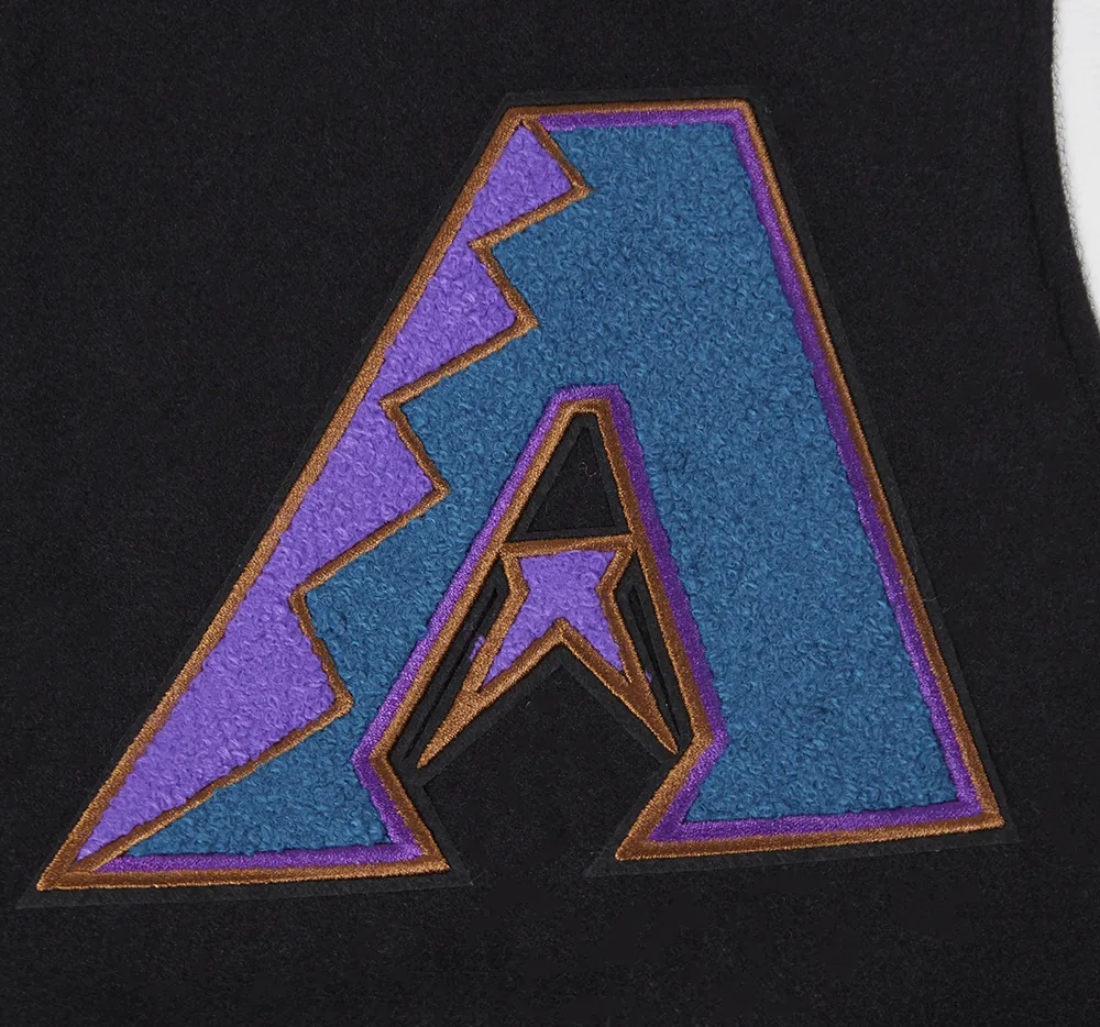 MLB ARIZONA DIAMONDBACKS RETRO CLASSIC MEN'S RIP WOOL VARSITY JACKET (BLACK/WHITE)