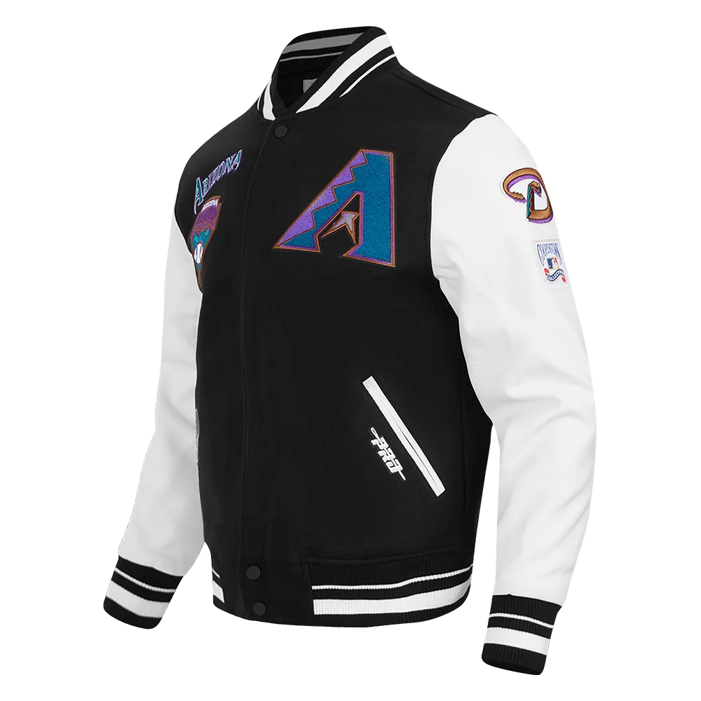 MLB ARIZONA DIAMONDBACKS RETRO CLASSIC MEN'S RIP WOOL VARSITY JACKET (BLACK/WHITE)
