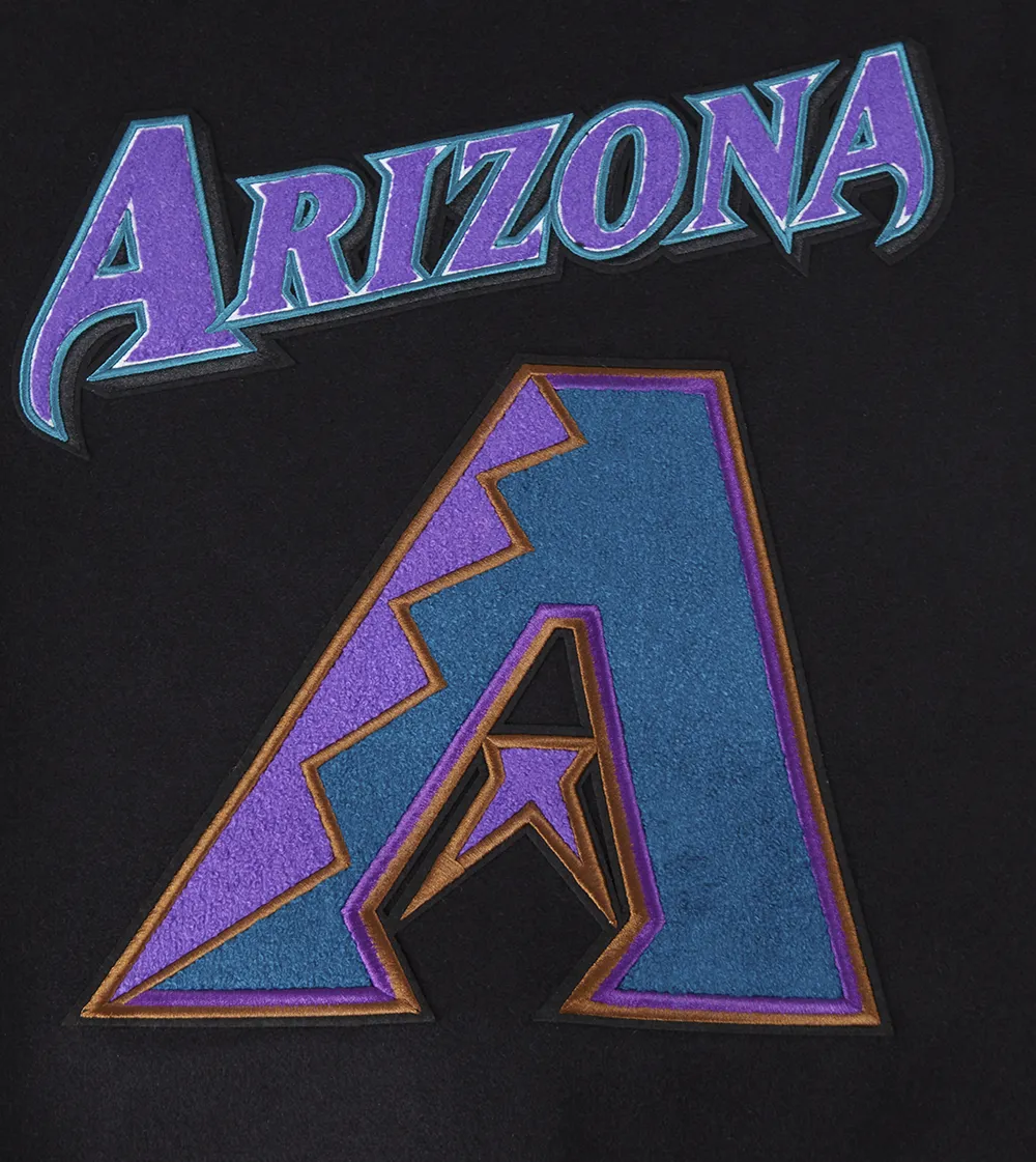 MLB ARIZONA DIAMONDBACKS RETRO CLASSIC MEN'S RIP WOOL VARSITY JACKET (BLACK/WHITE)