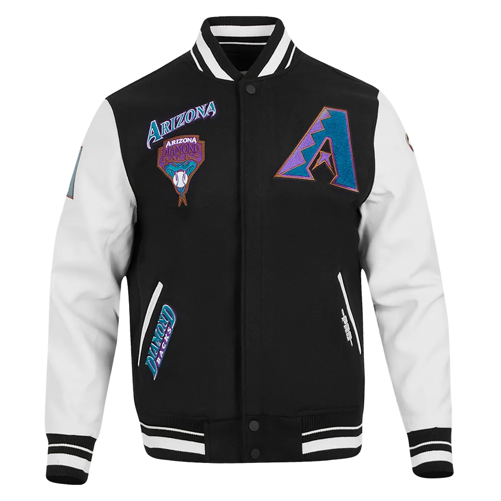 MLB ARIZONA DIAMONDBACKS RETRO CLASSIC MEN'S RIP WOOL VARSITY JACKET (BLACK/WHITE)