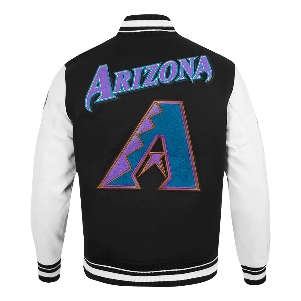MLB ARIZONA DIAMONDBACKS RETRO CLASSIC MEN'S RIP WOOL VARSITY JACKET (BLACK/WHITE)
