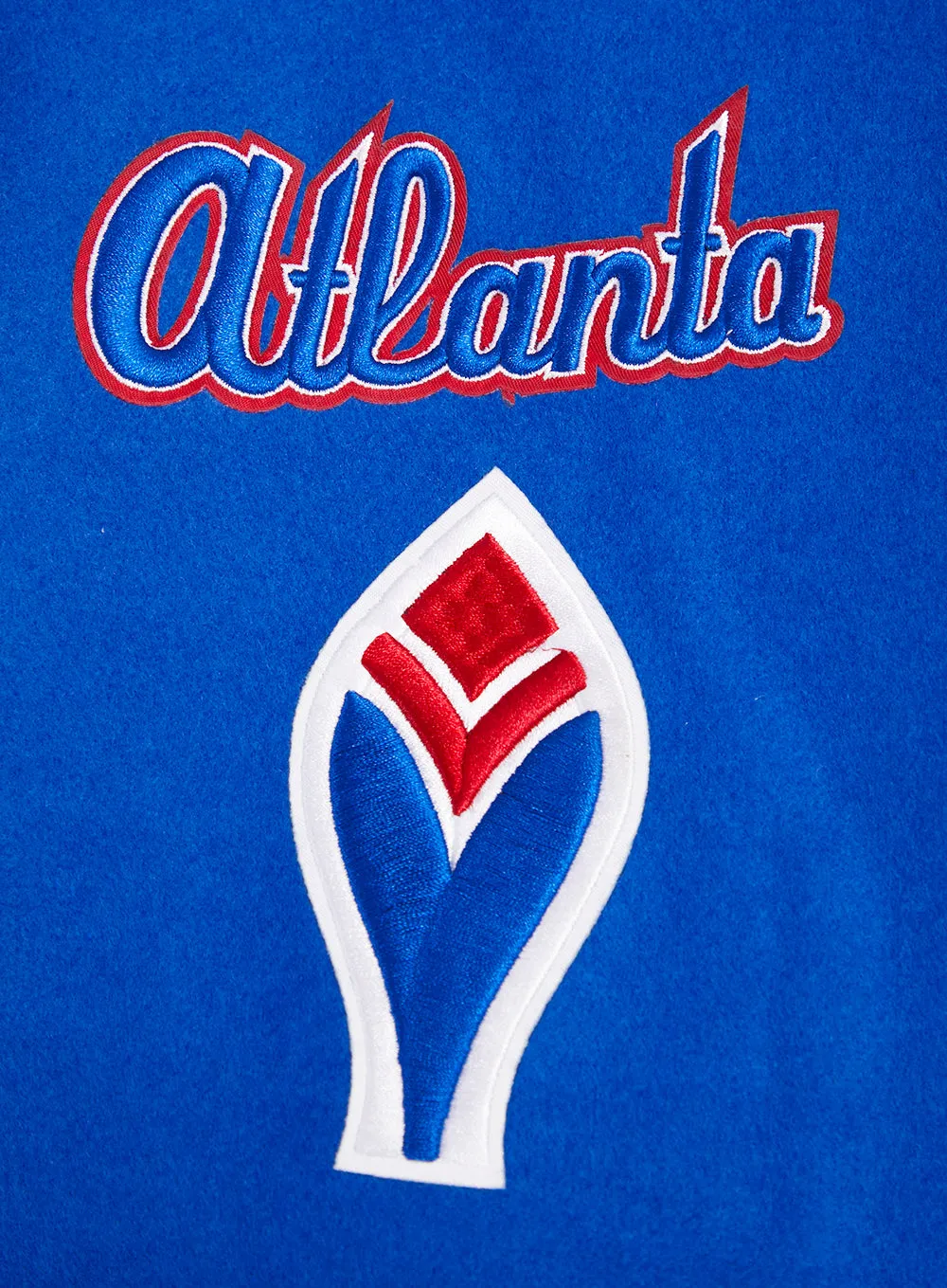 MLB ATLANTA BRAVES RETRO CLASSIC MEN'S RIB WOOL VARSITY JACKET (ROYAL BLUE/RED)