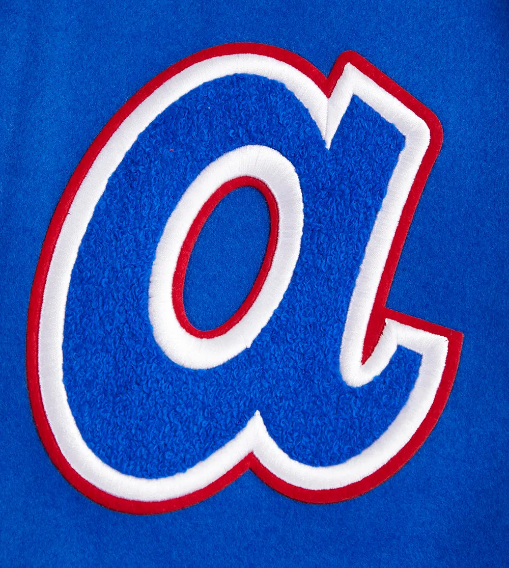 MLB ATLANTA BRAVES RETRO CLASSIC MEN'S RIB WOOL VARSITY JACKET (ROYAL BLUE/RED)