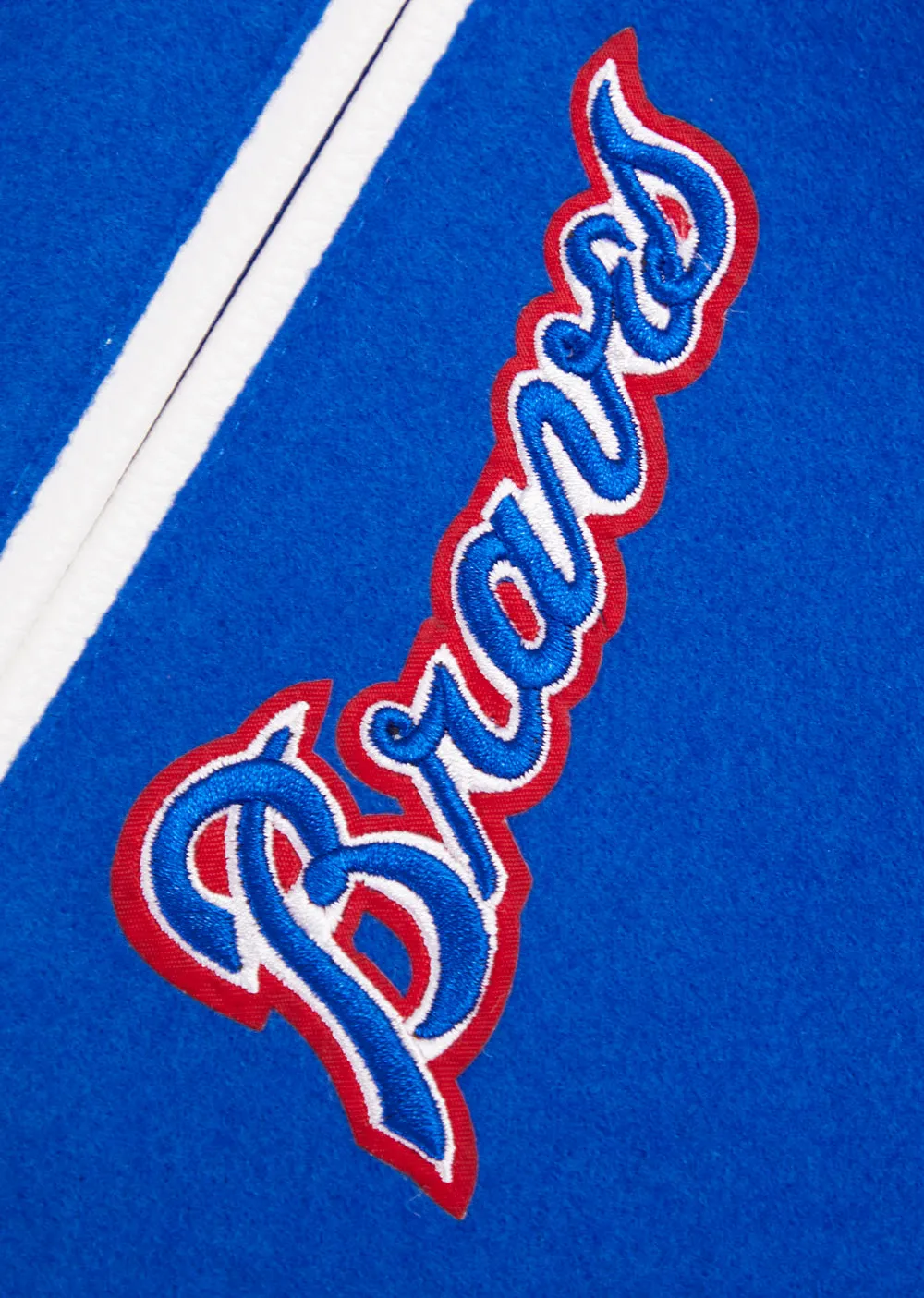MLB ATLANTA BRAVES RETRO CLASSIC MEN'S RIB WOOL VARSITY JACKET (ROYAL BLUE/RED)