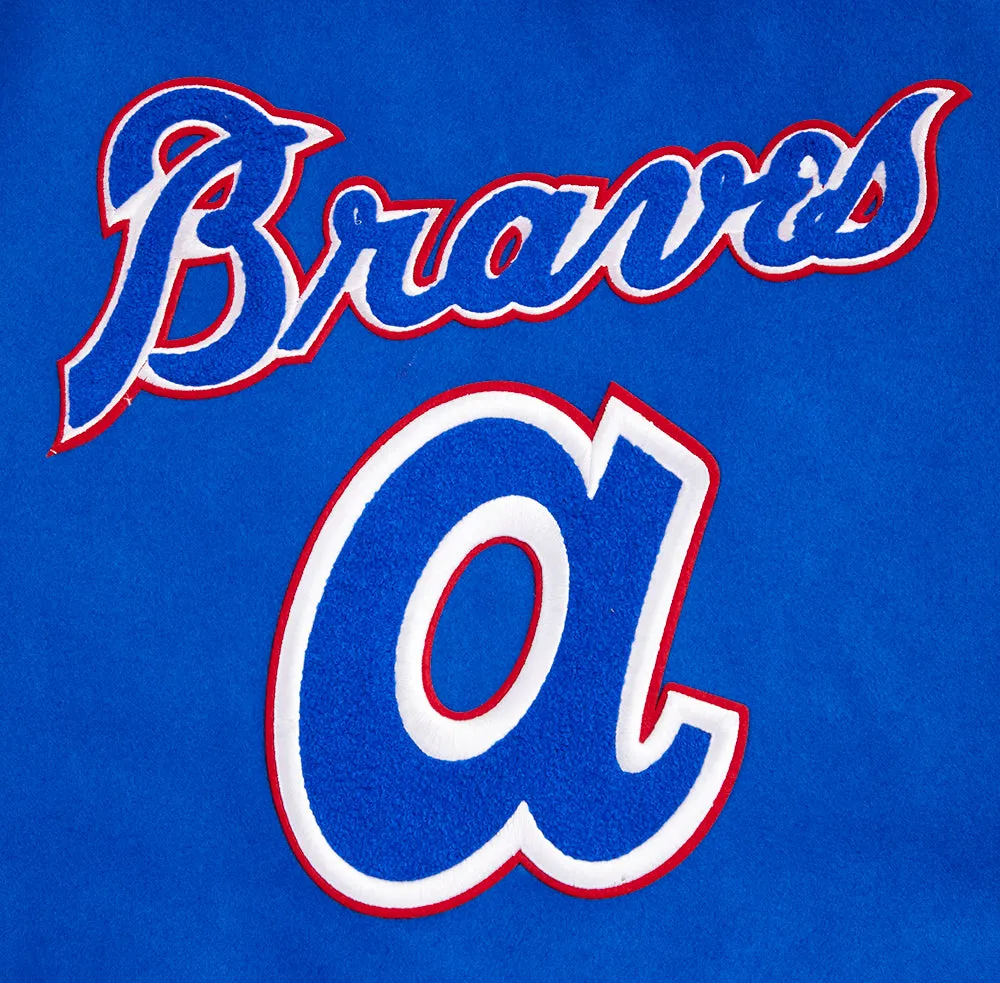 MLB ATLANTA BRAVES RETRO CLASSIC MEN'S RIB WOOL VARSITY JACKET (ROYAL BLUE/RED)