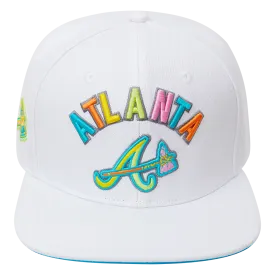 MLB ATLANTA BRAVES WASHED NEON WOOL UNISEX SNAPBACK HAT (WHITE)