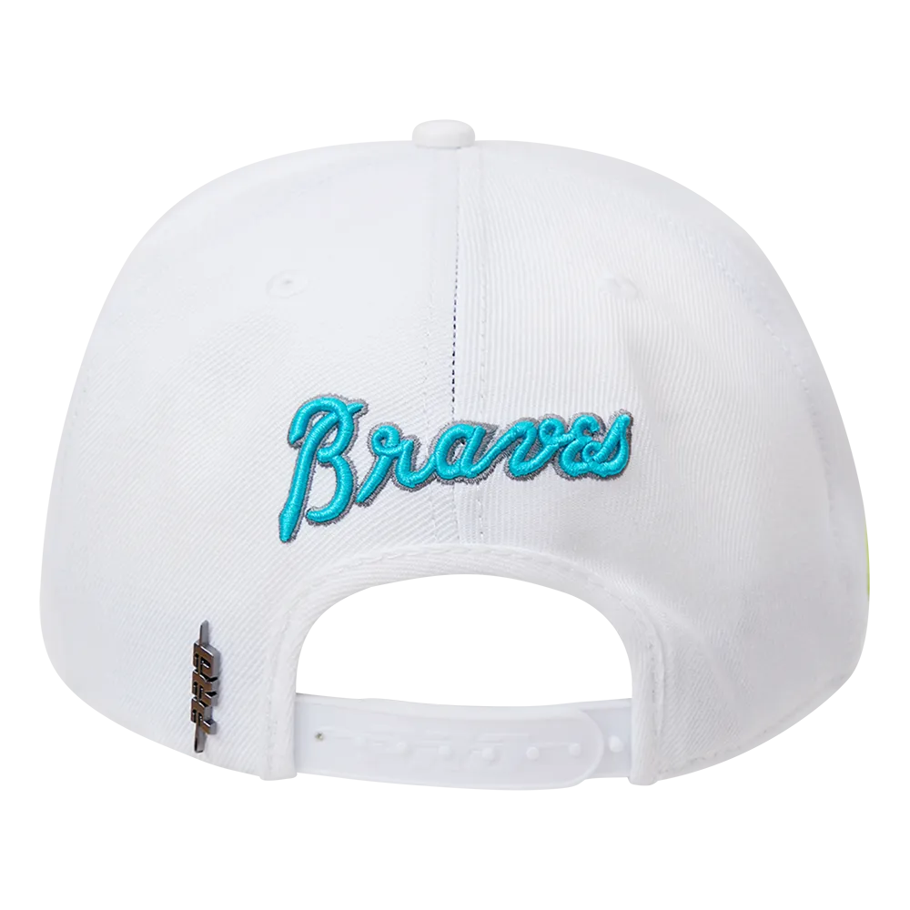 MLB ATLANTA BRAVES WASHED NEON WOOL UNISEX SNAPBACK HAT (WHITE)