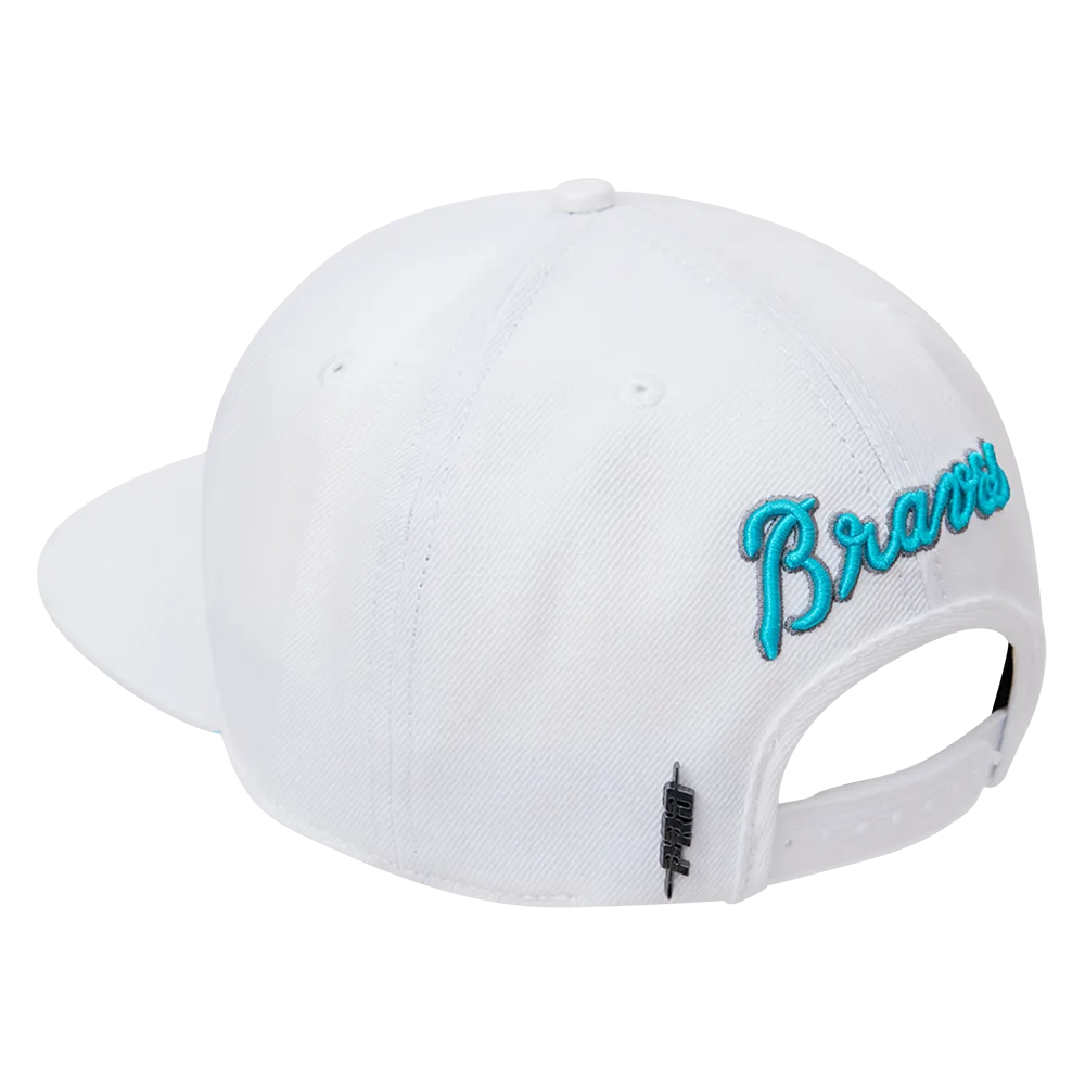 MLB ATLANTA BRAVES WASHED NEON WOOL UNISEX SNAPBACK HAT (WHITE)