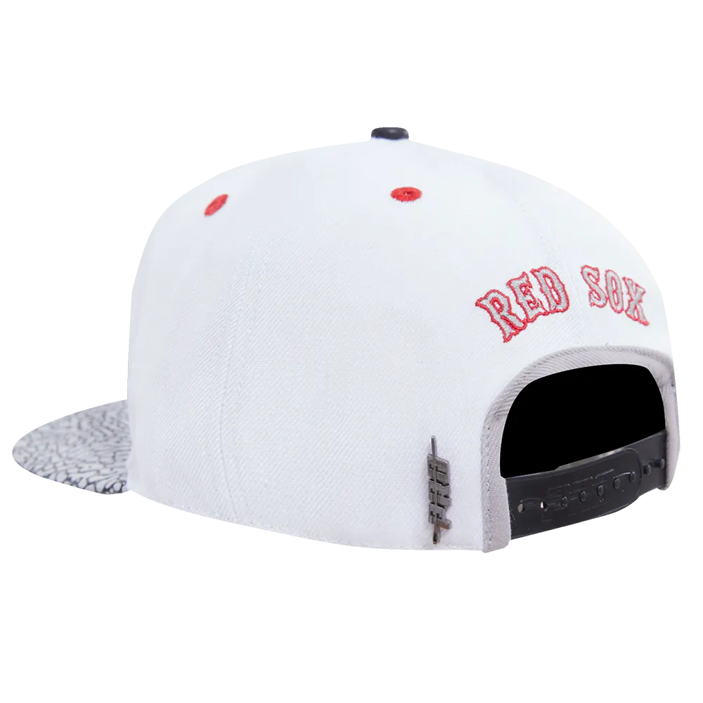 MLB BOSTON RED SOX 2 TONE ELE PRINT UV WOOL UNISEX SNAPBACK HAT (WHITE/GREY)