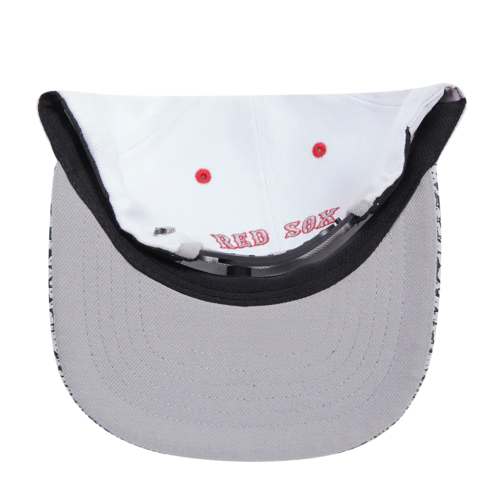 MLB BOSTON RED SOX 2 TONE ELE PRINT UV WOOL UNISEX SNAPBACK HAT (WHITE/GREY)