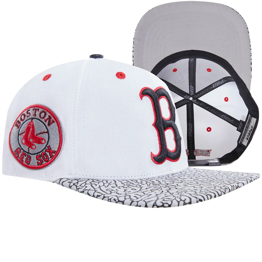MLB BOSTON RED SOX 2 TONE ELE PRINT UV WOOL UNISEX SNAPBACK HAT (WHITE/GREY)
