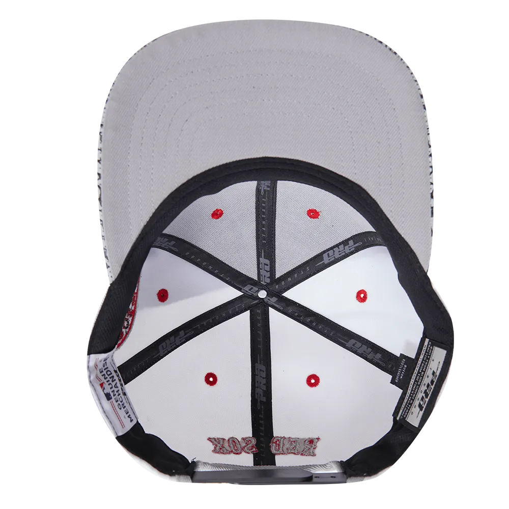 MLB BOSTON RED SOX 2 TONE ELE PRINT UV WOOL UNISEX SNAPBACK HAT (WHITE/GREY)