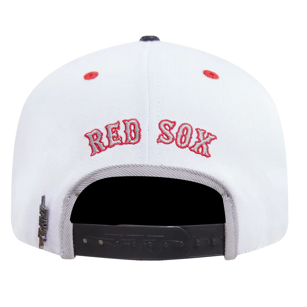 MLB BOSTON RED SOX 2 TONE ELE PRINT UV WOOL UNISEX SNAPBACK HAT (WHITE/GREY)