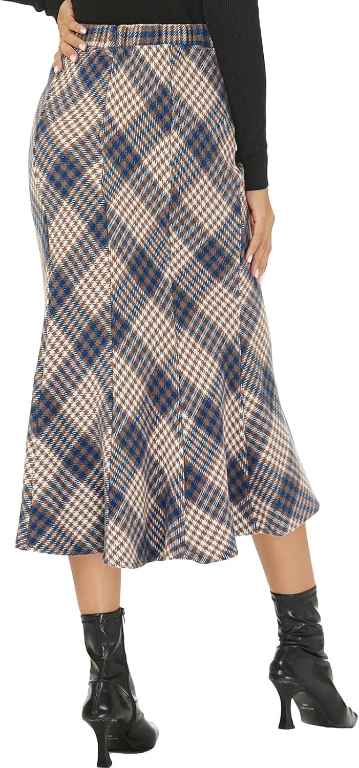 Mokayee Womens Wool Hign Waisted Flannel Bodycon Midi Length Work Pencil Skirts