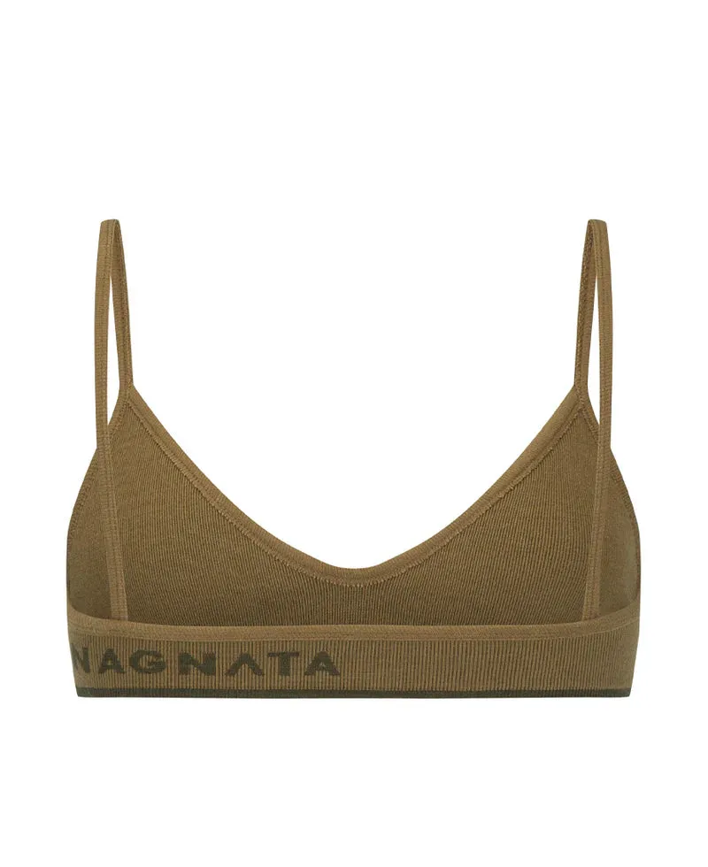 Sure, heres an optimized title for the e-commerce product:

Womens Nagnata Tri Wool Bralet in Fennel Green - Sustainable and Stylish Activewear Top