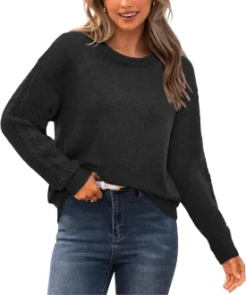 Newshows Womens 2024 Fall Sweater Wool Crewneck Winter Fashion Cable Knit Long Sleeve Business Casual Outfits Pullover Tops