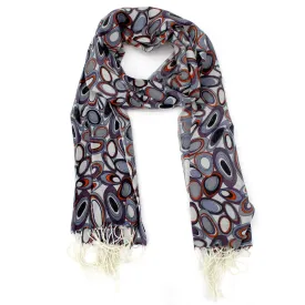 Oval Print Wool Scarf - Black Multicolor