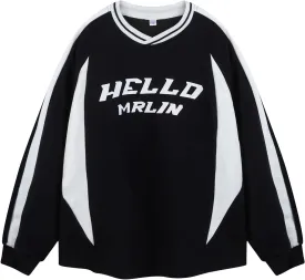 Oversized Crewneck Black Graphic Hoodies for Women Sweatshirts for Men Red Vintage Pullover Loose Fit Streetwear Long Sleeve