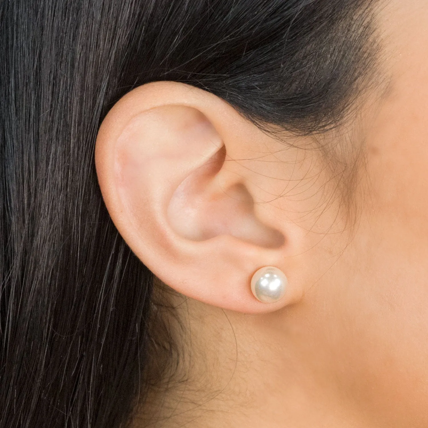 Pearl Stud Earrings 8mm Gold Plated