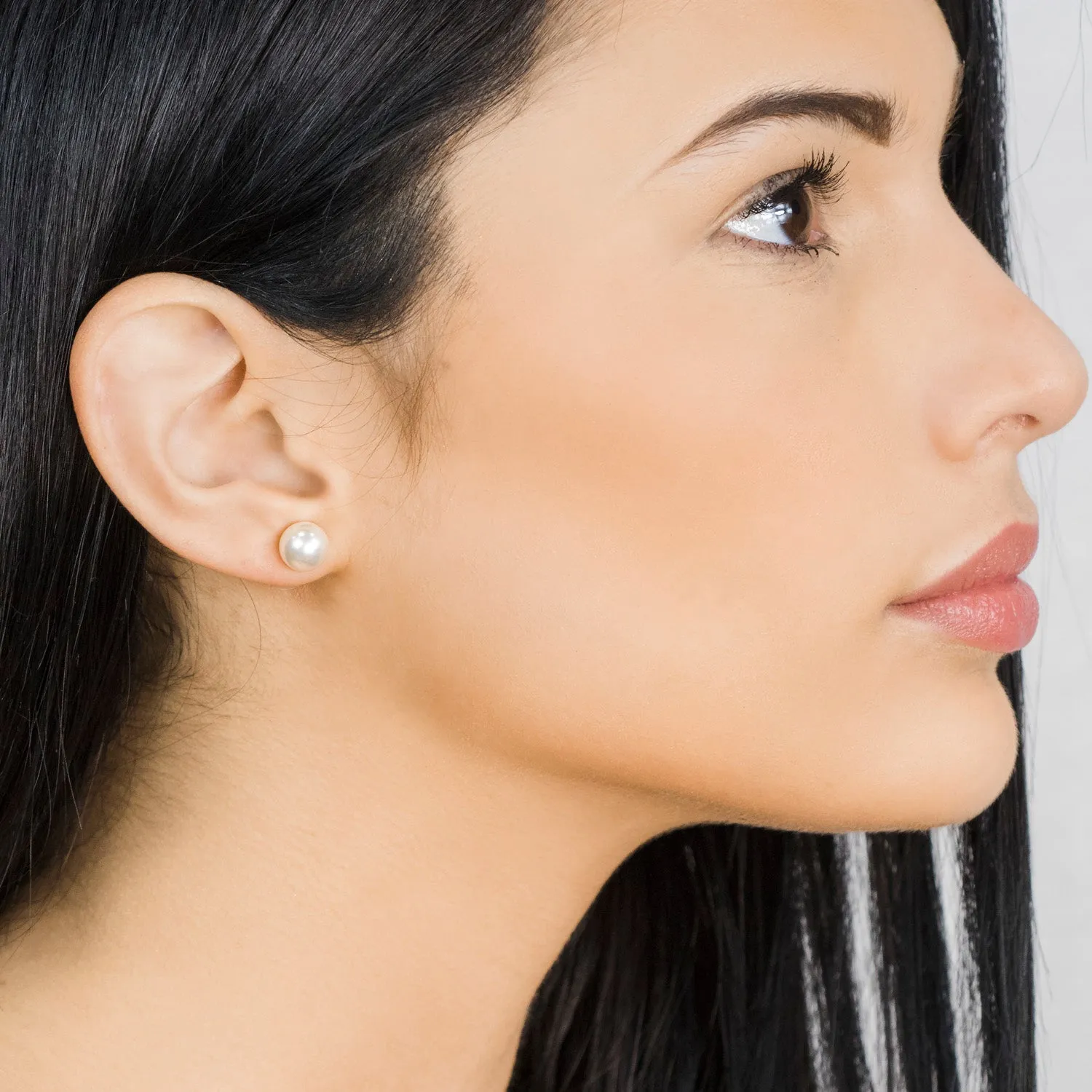 Pearl Stud Earrings 8mm Gold Plated