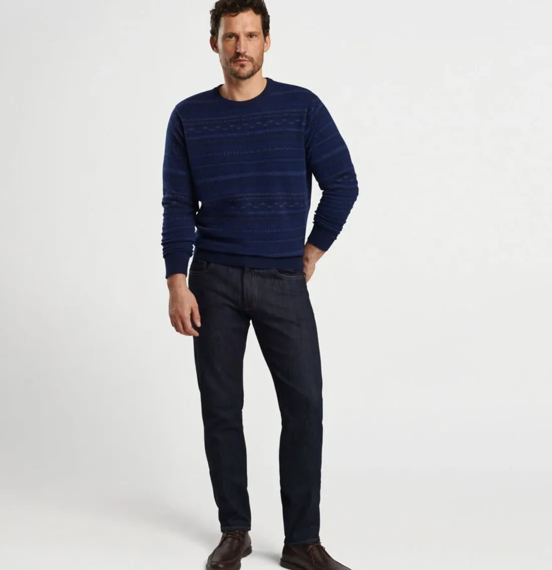 PETER MILLAR Crewneck Sweater Midnight Fairisle