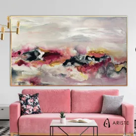 Pink & gold abstract oversized wall art made to order in a custom size