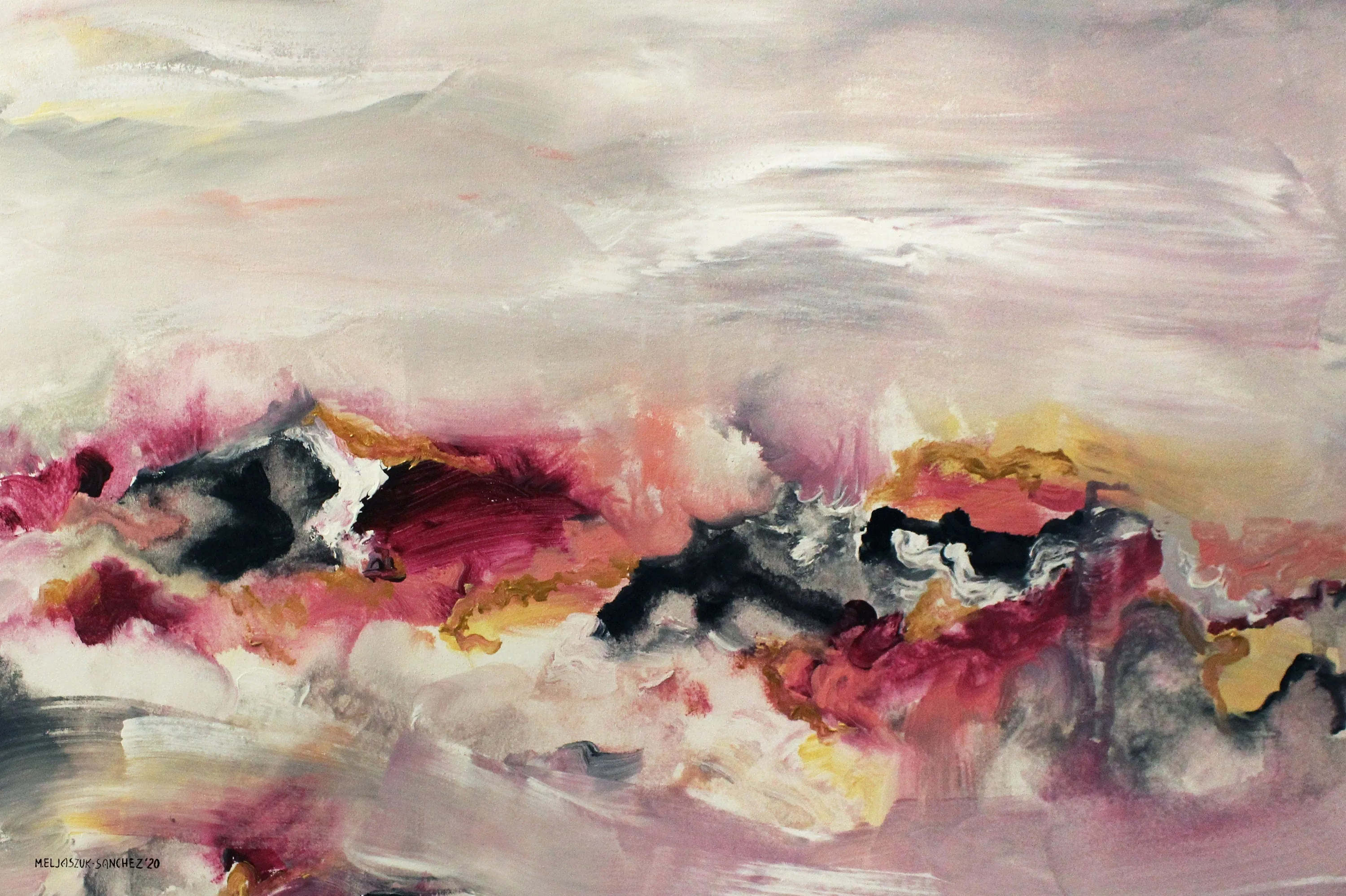 Pink & gold abstract oversized wall art made to order in a custom size