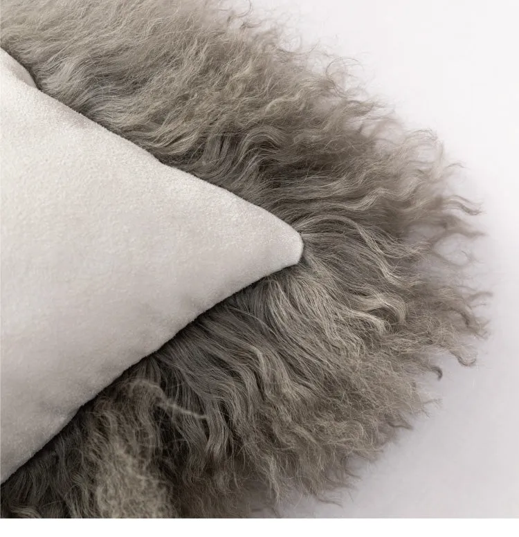 Plush Tibetan Wool Sheepskin Throw Cushion