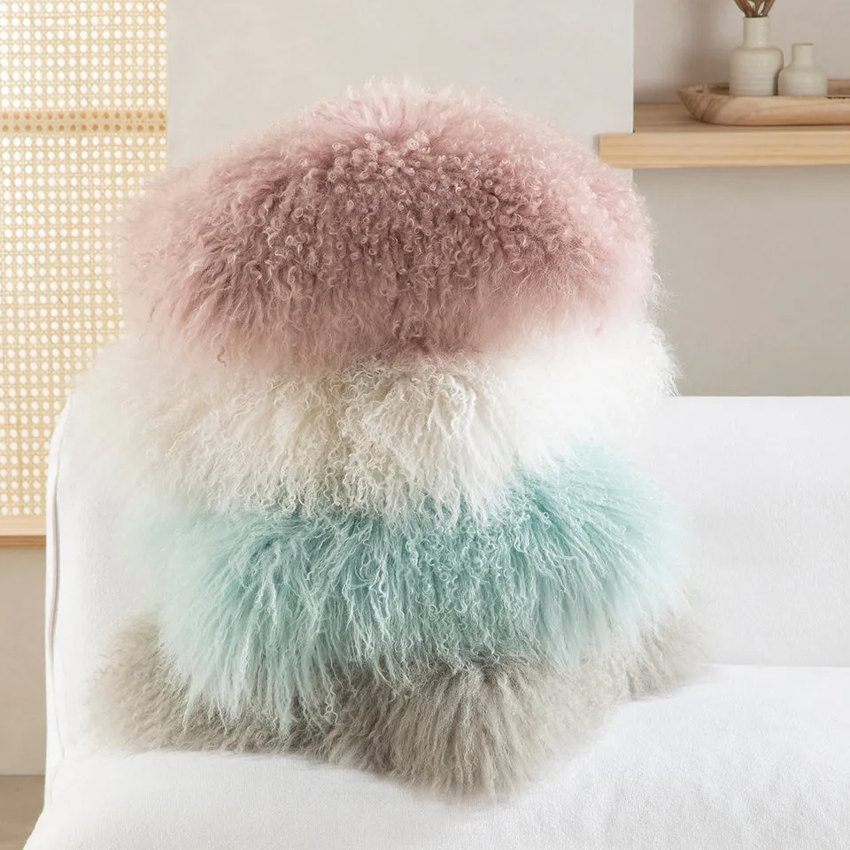 Plush Tibetan Wool Sheepskin Throw Cushion