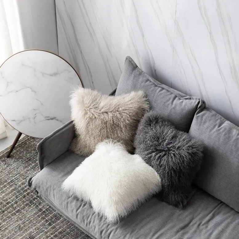 Plush Tibetan Wool Sheepskin Throw Cushion