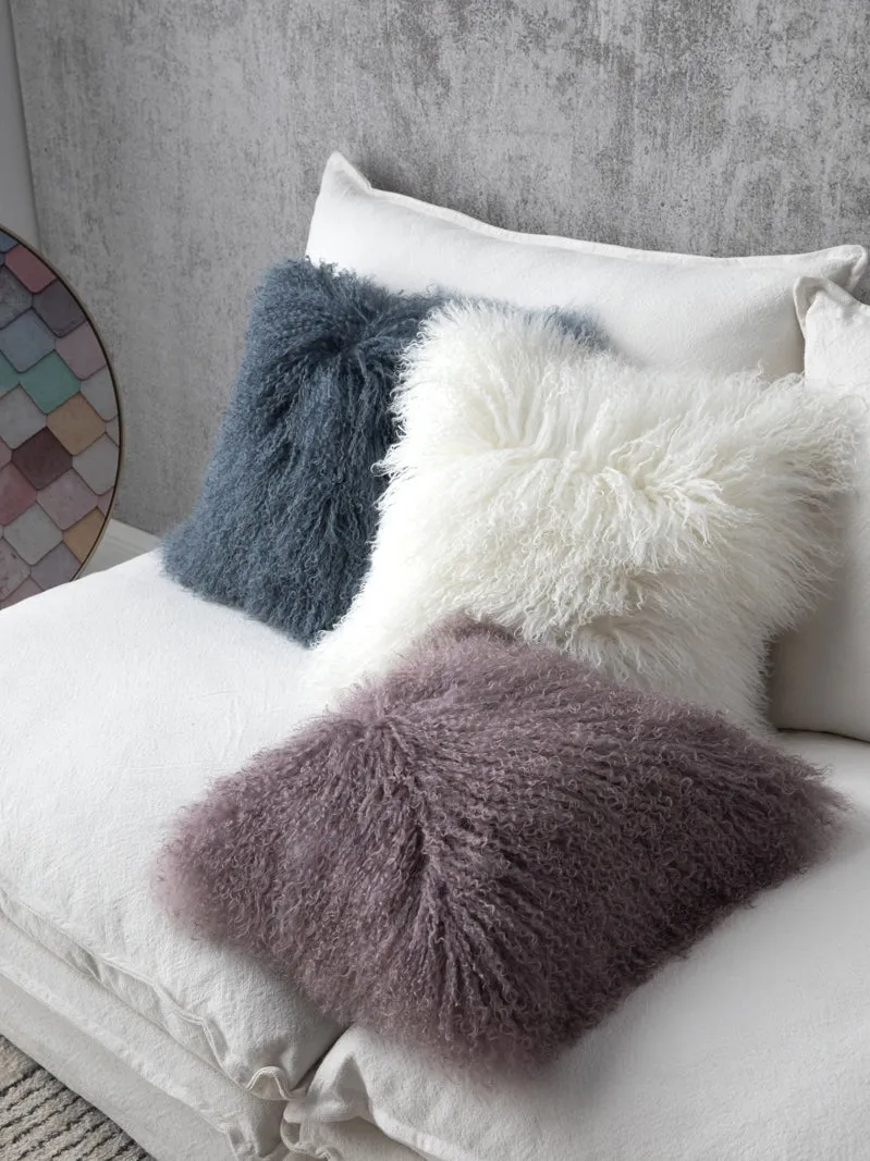 Plush Tibetan Wool Sheepskin Throw Cushion