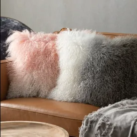 Plush Tibetan Wool Sheepskin Throw Cushion