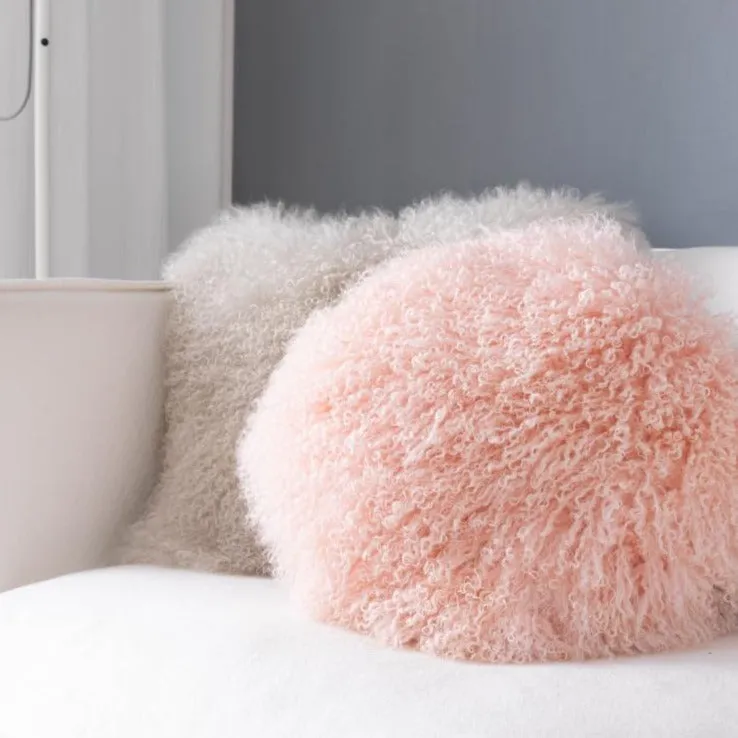 Plush Tibetan Wool Sheepskin Throw Cushion