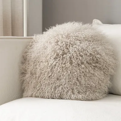 Plush Tibetan Wool Sheepskin Throw Cushion