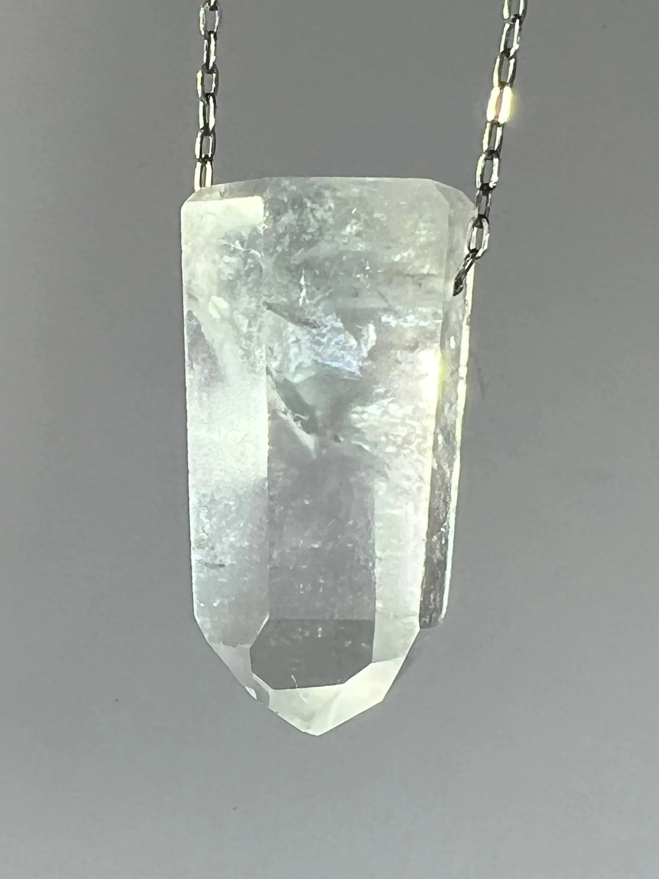 Quartz Crystal Necklace with Amphibole Inclusions