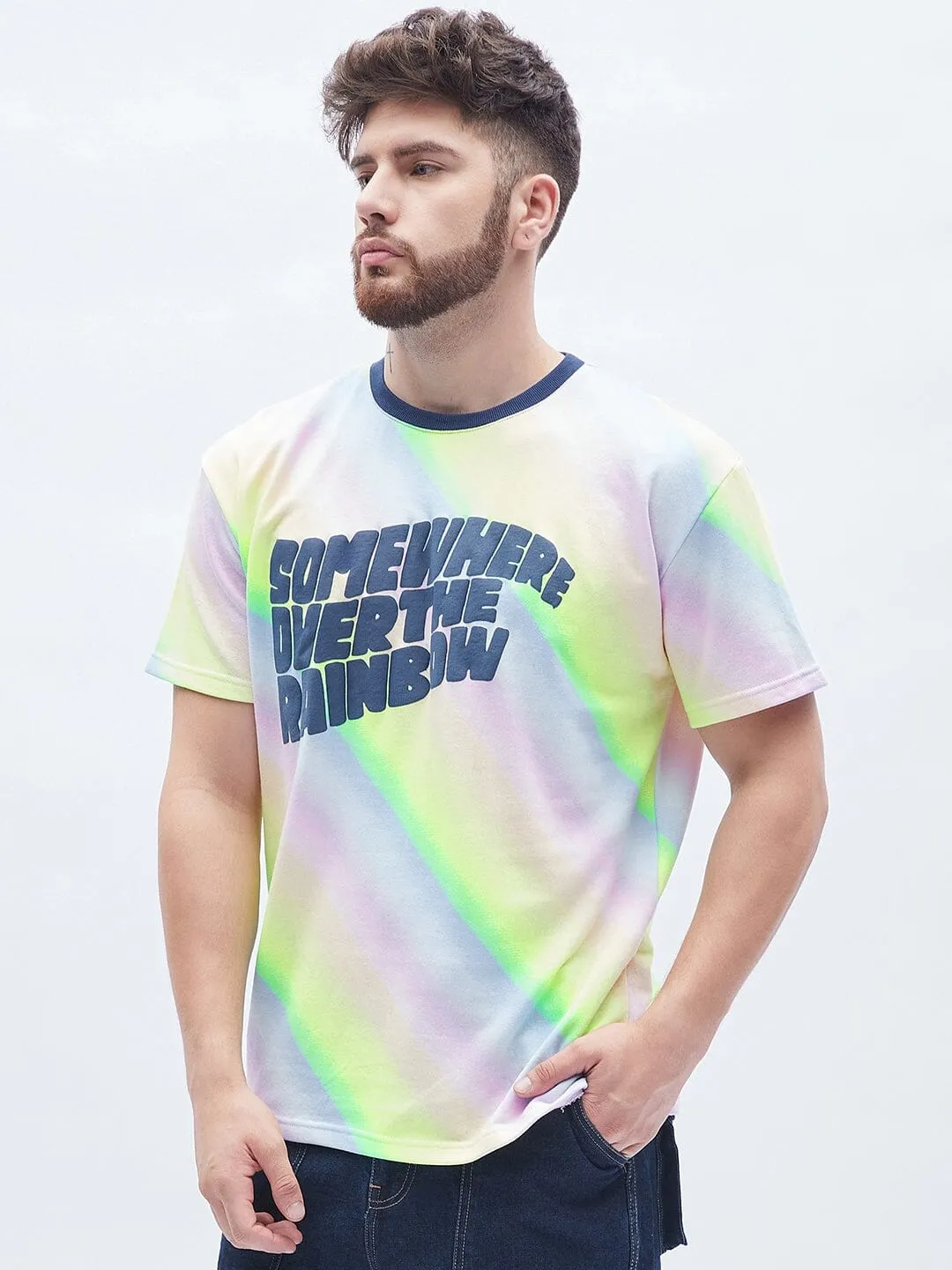 Rainbow Tie Dye Oversized Graphic T-Shirt
