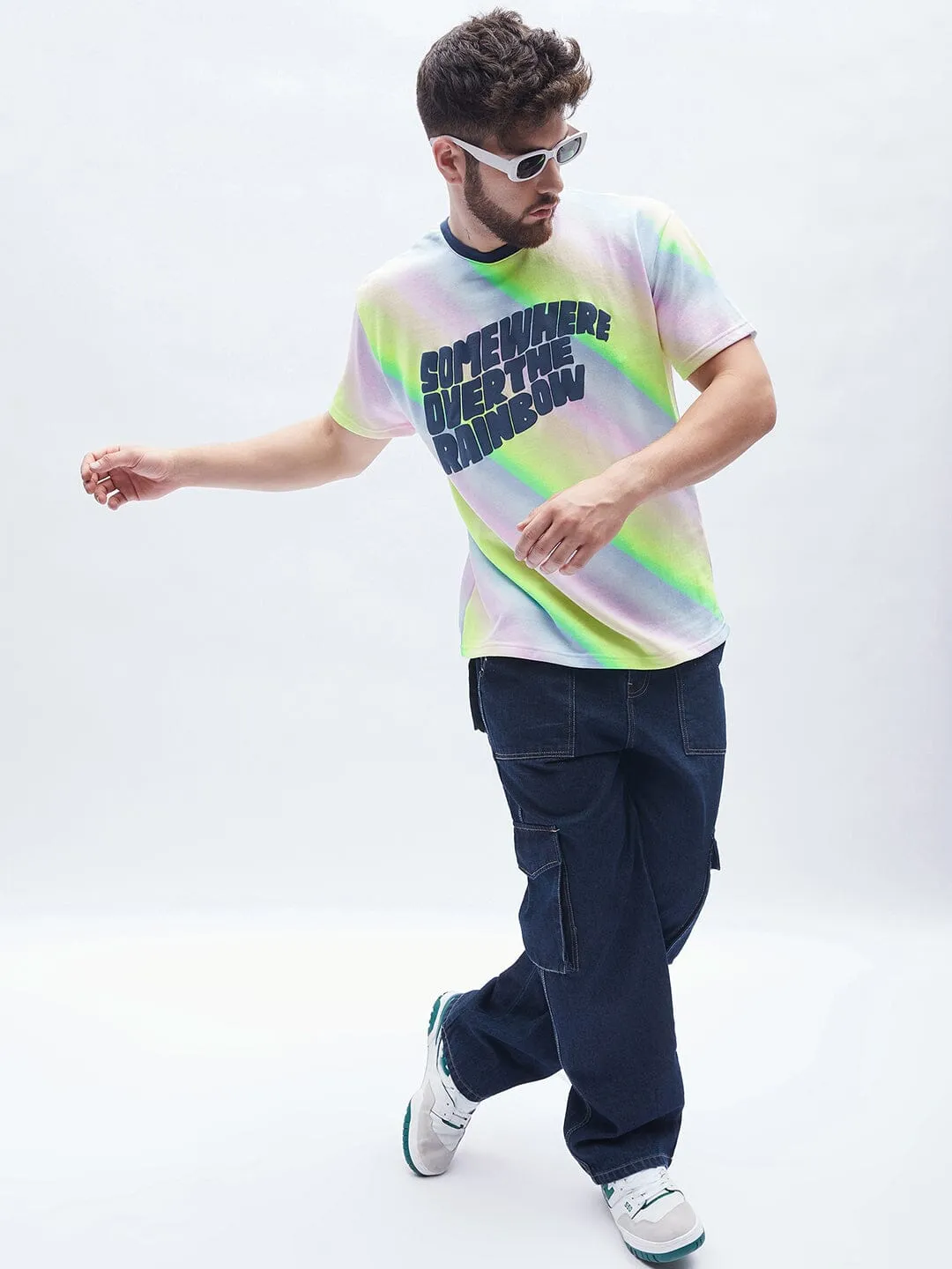 Rainbow Tie Dye Oversized Graphic T-Shirt