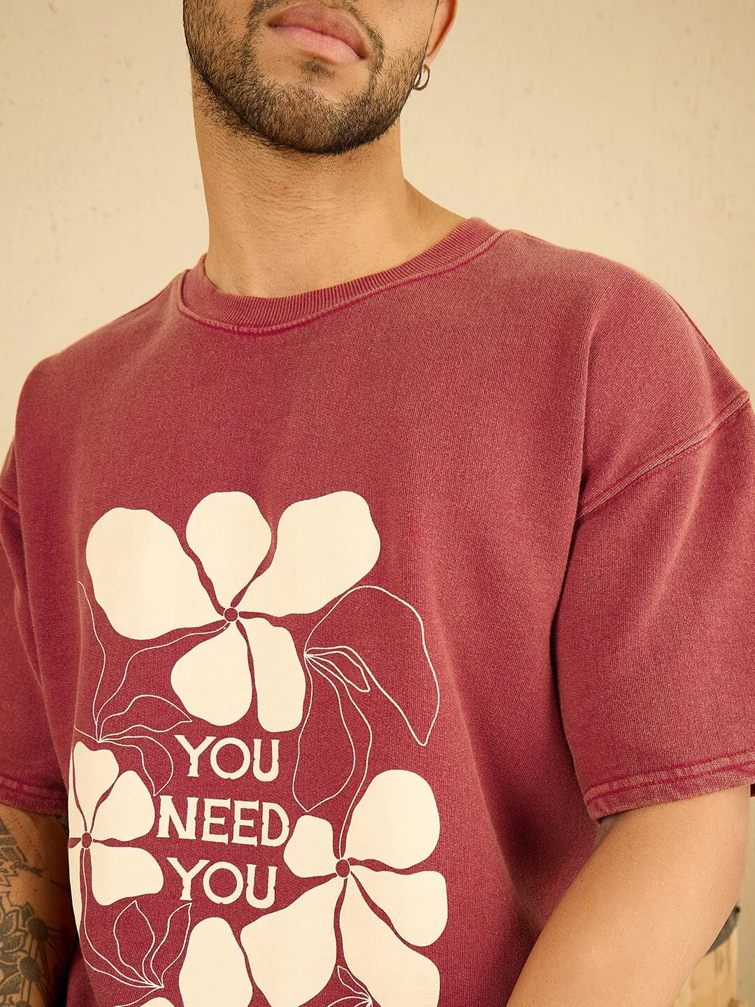 Rust Acid Floral Graphic Oversized Tshirt