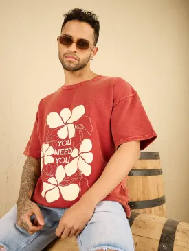 Rust Acid Floral Graphic Oversized Tshirt