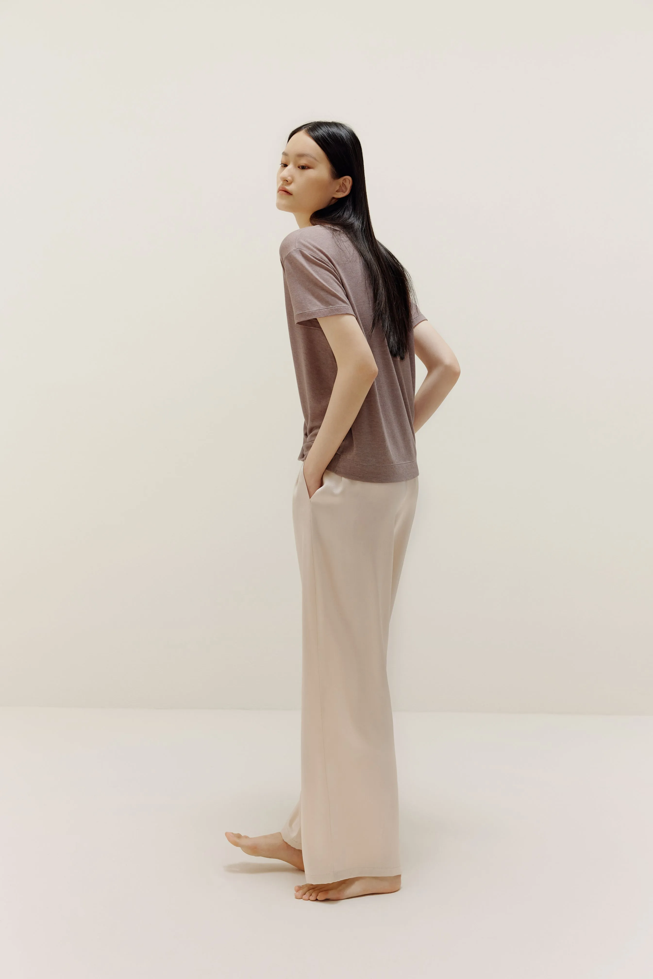 Short Sleeve Drape-Front Sweater