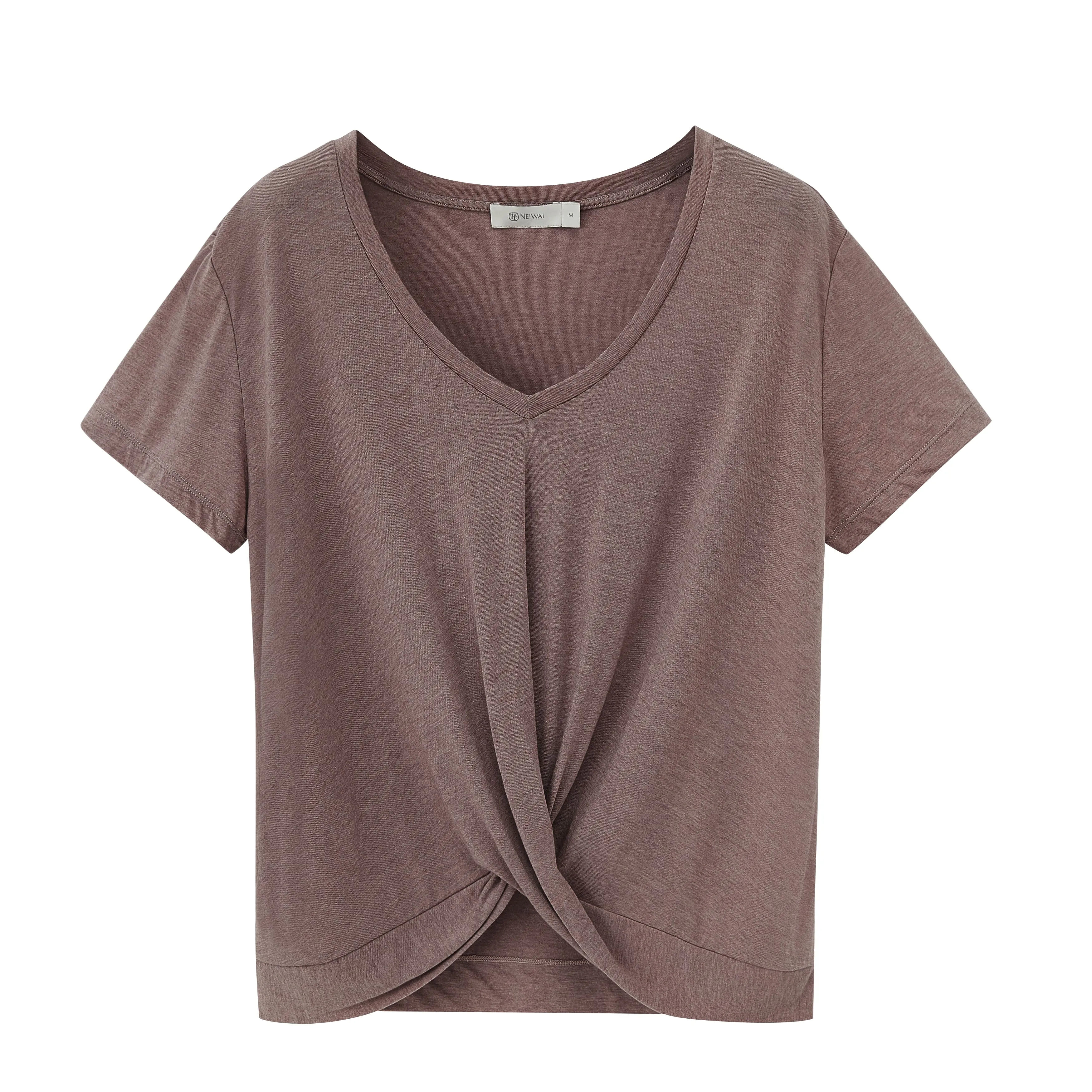 Short Sleeve Drape-Front Sweater