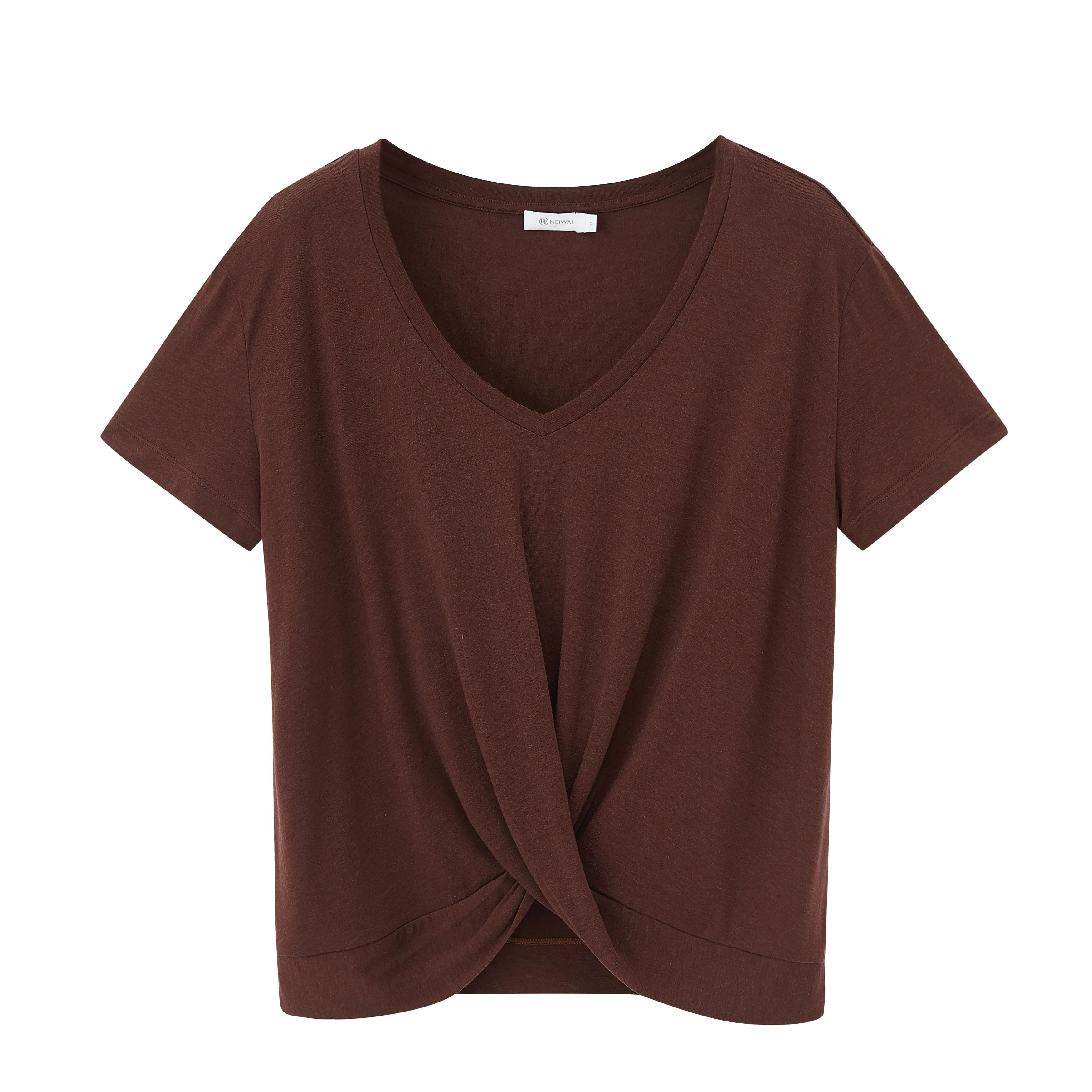 Short Sleeve Drape-Front Sweater