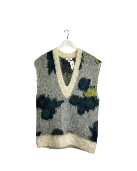 Size M - COS White and Green Abstract Mohair Oversized Vest