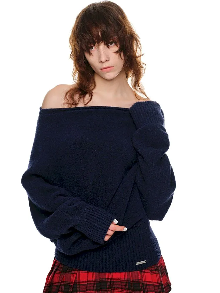 Slant Shoulder Sweater【s0000010646】
