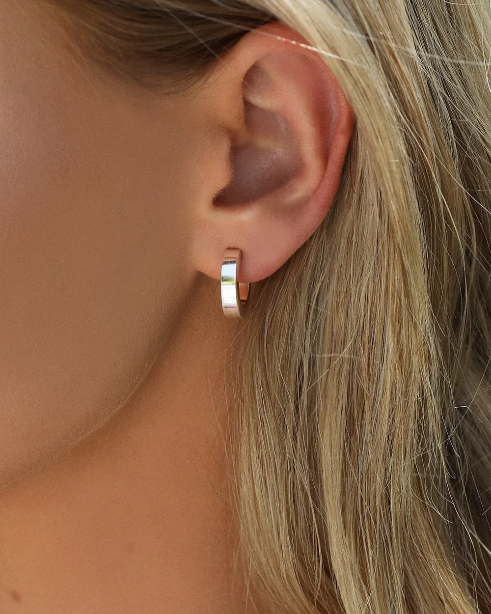 Square Thick Hoop Earrings  - Sterling Silver