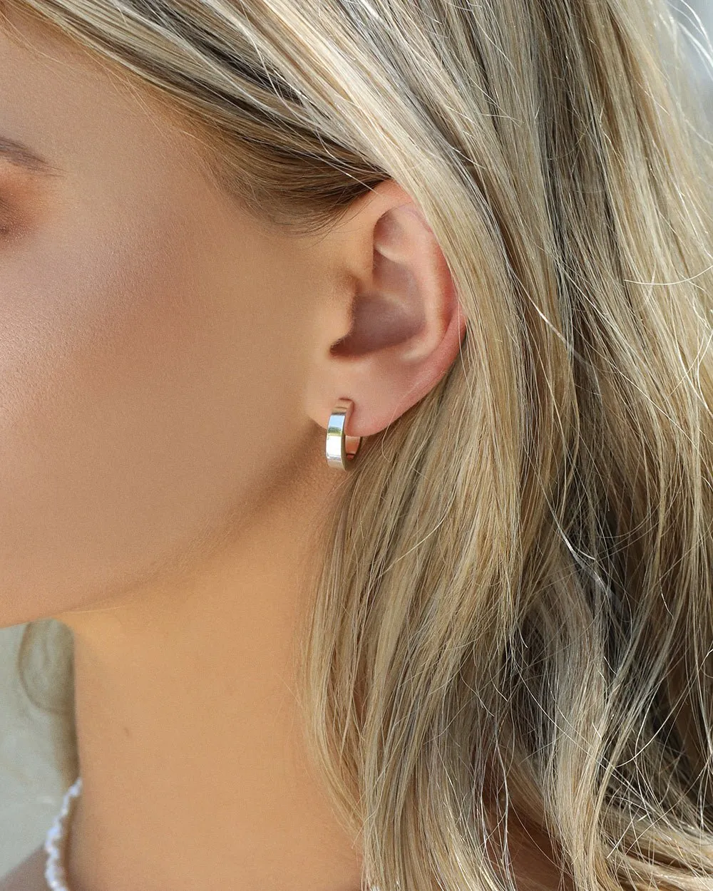 Square Thick Hoop Earrings  - Sterling Silver