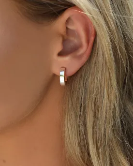 Square Thick Hoop Earrings  - Sterling Silver