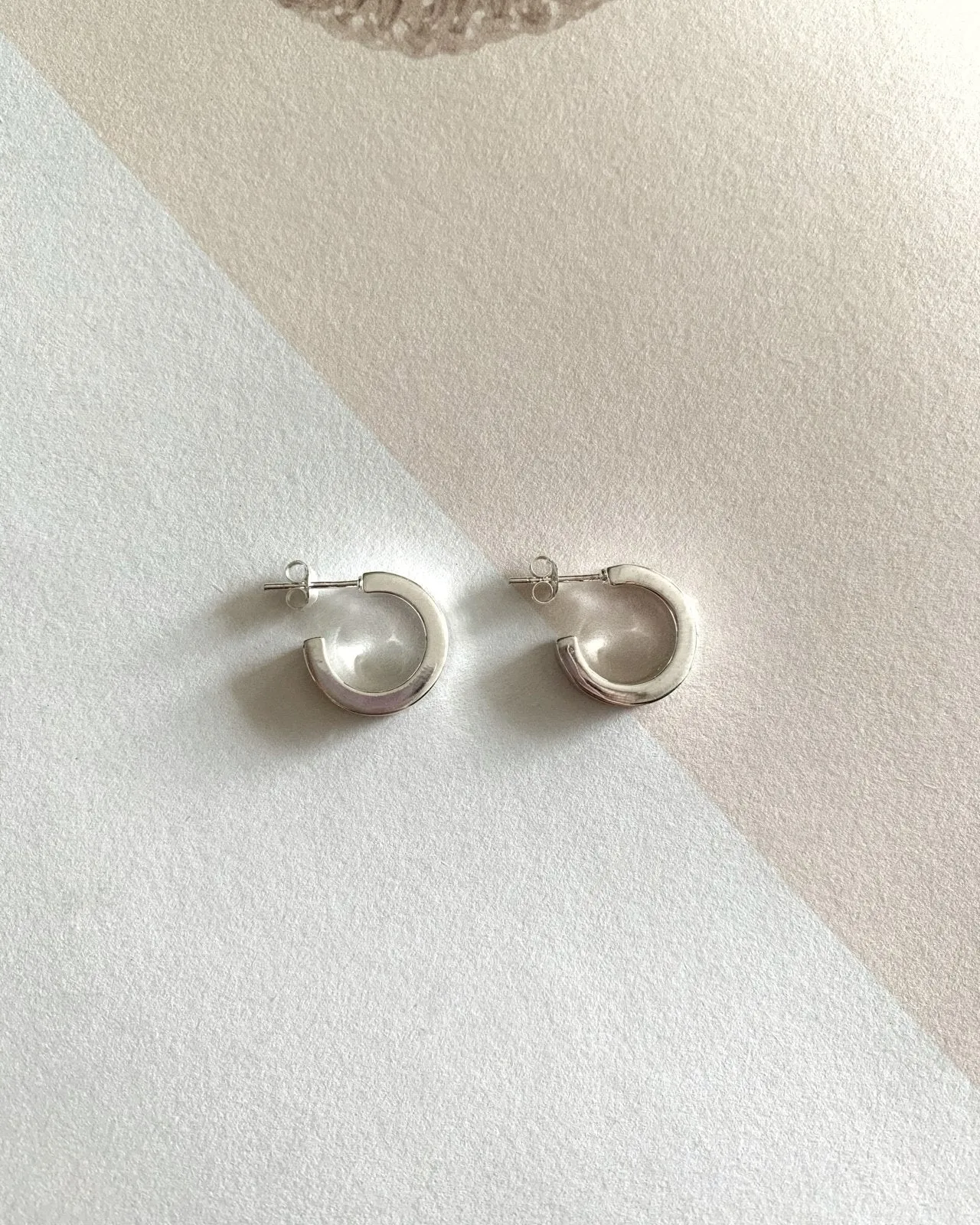 Square Thick Hoop Earrings  - Sterling Silver